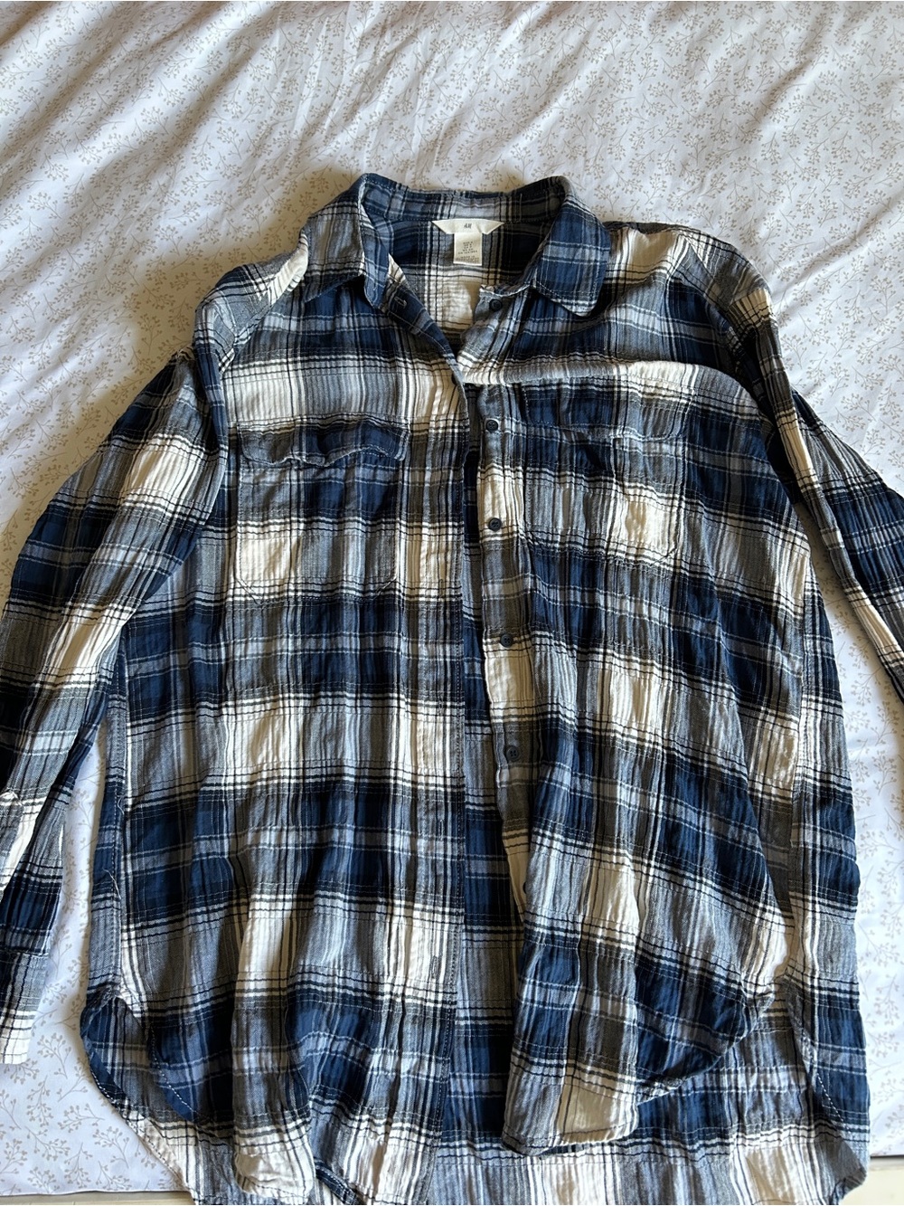 H&M Blue and White Plaid Button-Down Shirt